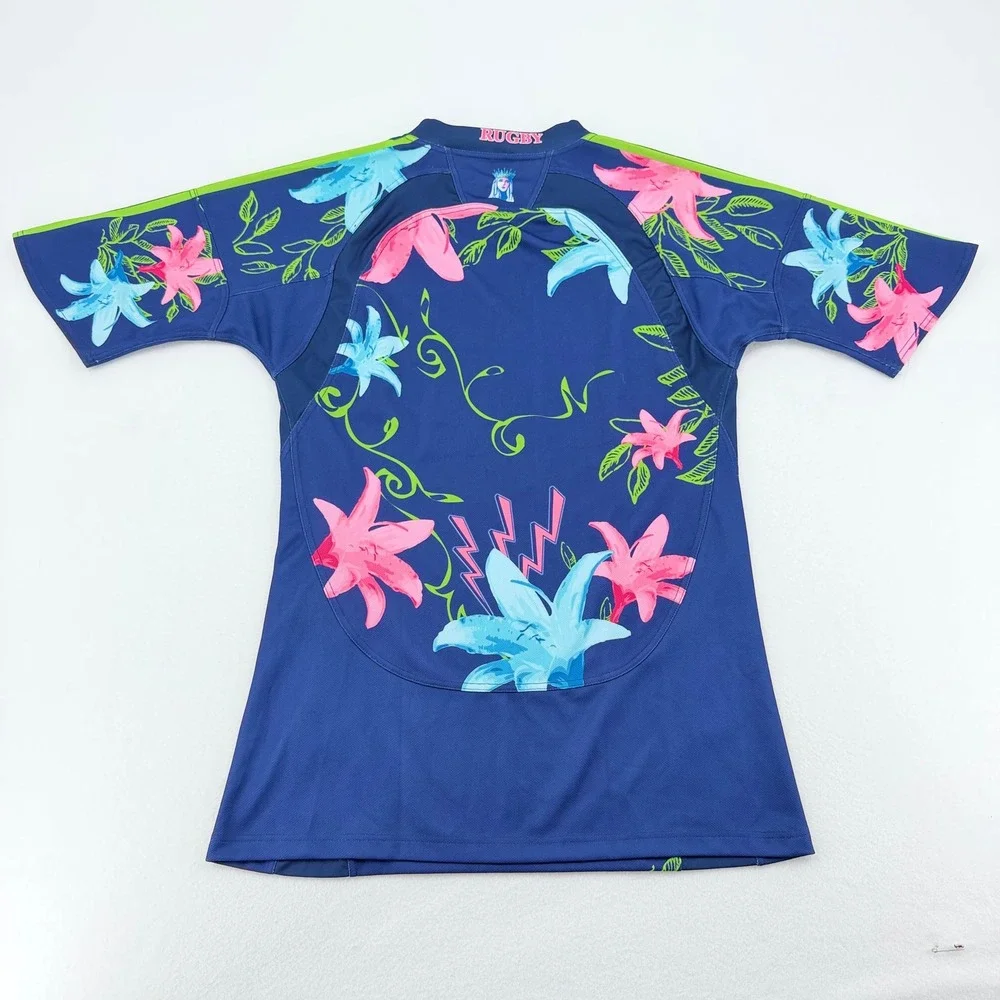 Adidas Stade Francais Paris Rugby Jersey Mens L Floral Lightning Lily France